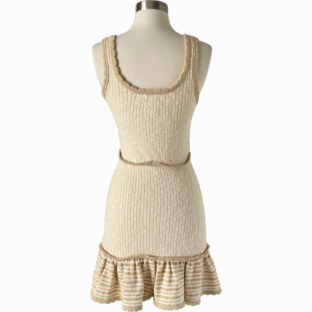 Alice McCall Heaven Help Knit Mini Dress Button Pocket Ruffle Trim 2 Cream - Picture 5 of 10